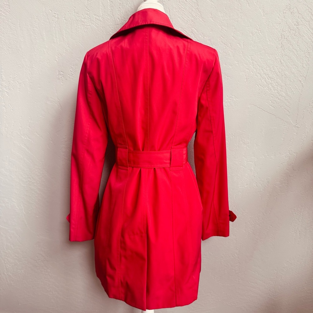 Calvin Klein Red Trench Coat with Belt - Picture 2 of 10